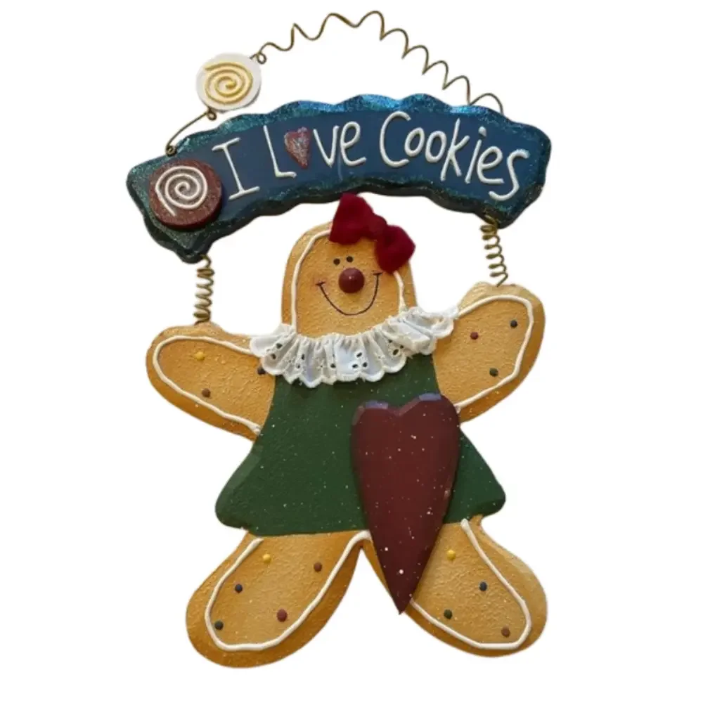 I love Cookies Gingerbread Girl Door Hanger Sign